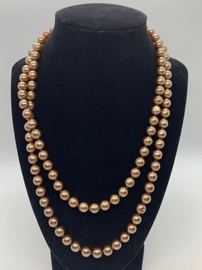 Simulated Light Brown Pearl Necklace